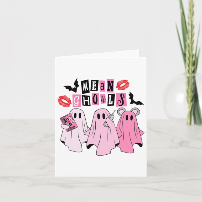 Cute Ghost Mean Ghouls Funny Halloween Costume Spo Card (Front)
