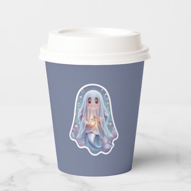 Cute Ghost Mermaid Paper Cups (Front)