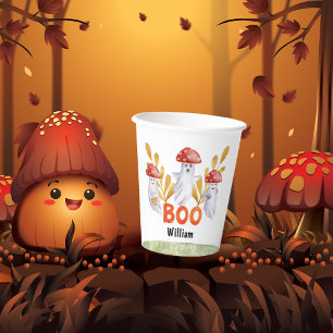 Cute Ghost Mushroom Halloween Boo Baby Shower Paper Cups