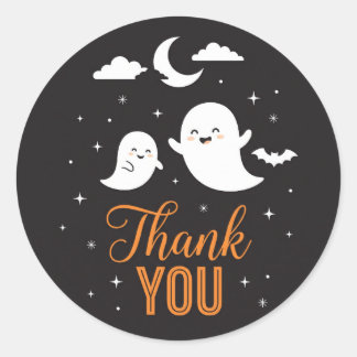 Cute Ghost Night Thank You Halloween Round Sticker