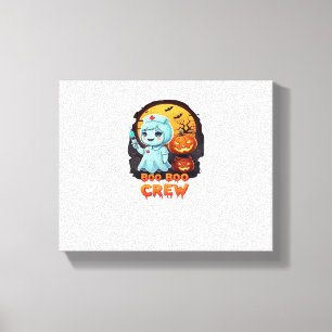 Cute Ghost Nurse - Boo Boo Crew Halloween Fun Clas Canvas Print