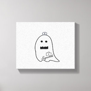 Cute Ghost Nurse Halloween Hand drawn Hospital Sta Canvas Print