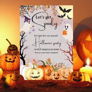 Cute Ghost Office Family Halloween Party Invitation
