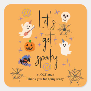 Cute Ghost Office Family Halloween Party Square Sticker