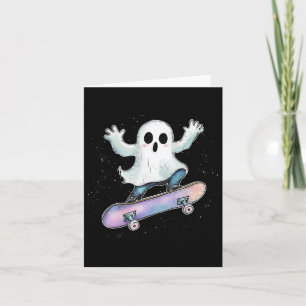 Cute Ghost On Skateboard Funny Halloween Skater  Card