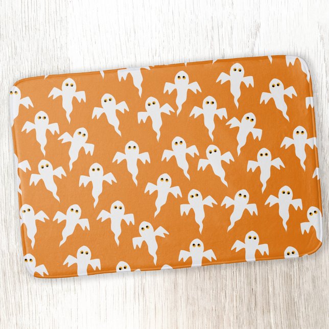 Cute Ghost Orange Bath Mat (Creator Uploaded)