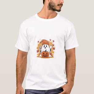 Cute Ghost Orange Beanie Pumpkin Iced Coffee Autum T-Shirt