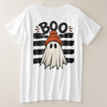 Cute Ghost Orange Beanie Women's Halloween T-Shirt