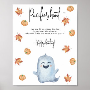 Cute ghost - Pacifier hunt game baby shower Poster