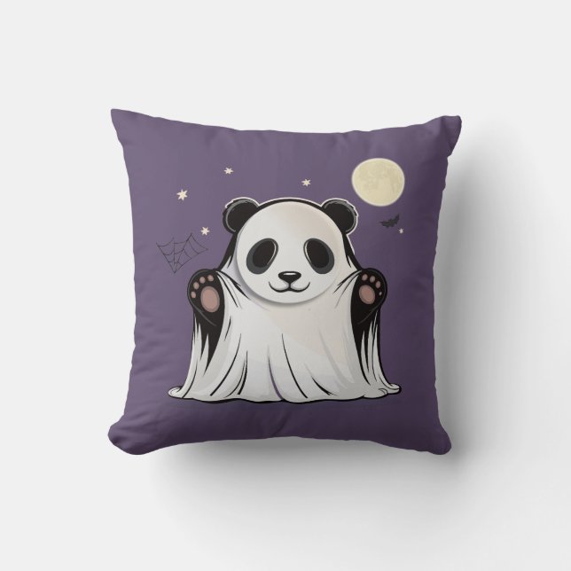 Cute Ghost Panda Under the Moon  Cushion (Front)