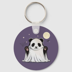 Cute Ghost Panda Under the Moon Key Ring