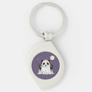 Cute Ghost Panda Under the Moon  Key Ring