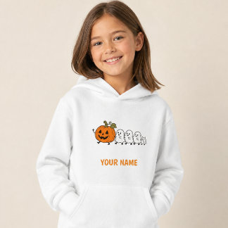 Cute Ghost Parade Halloween Cat Kids Hoodie