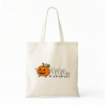Cute Ghost Parade Halloween Cat Tote Bag