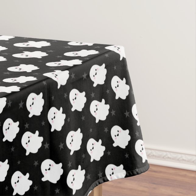 Cute Ghost Pattern – Halloween Seamless Design Tablecloth (In Situ)
