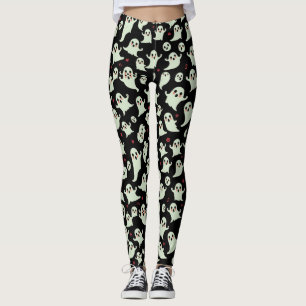 Cute Ghost Pattern Halloween Spooky Kawaii Design Leggings