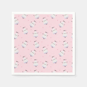 Cute Ghost Pattern on Pink Background Napkin