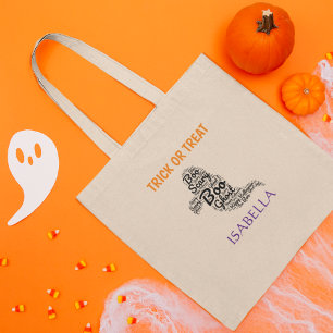 Cute Ghost Personalised Halloween Trick or Treat  Tote Bag