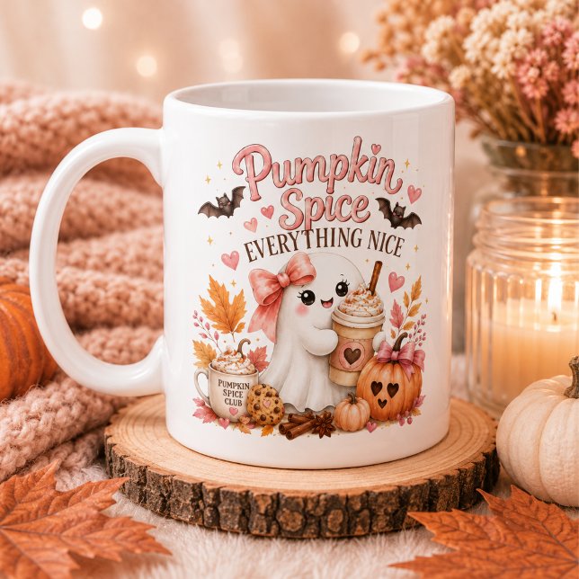 Cute Ghost Personalised Pumpkin Season Mug (Creator Uploaded)