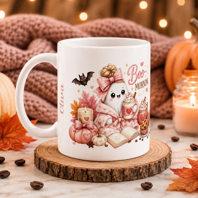 Cute Ghost Personalised Pumpkin Season Mug (Creator Uploaded)