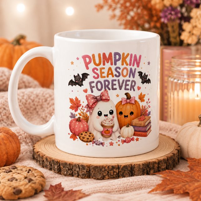 Cute Ghost Personalised Pumpkin Season Mug (Creator Uploaded)