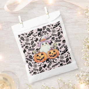Cute Ghost Pink and Black Spooky Happy Halloween Favour Bags
