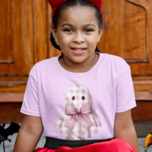Cute Ghost Pink Gingham  T-Shirt