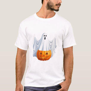 Cute Ghost Popping Out of Pumpkin Halloween T-Shir T-Shirt
