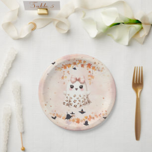Cute Ghost Pumpkin Bat Halloween Paper Plate