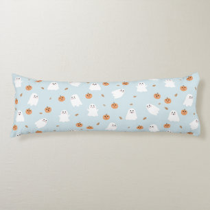 Cute Ghost & Pumpkin Blue Halloween Pattern Body Cushion