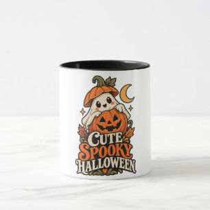 Cute Ghost Pumpkin Cosy Halloween Vintage Design Mug