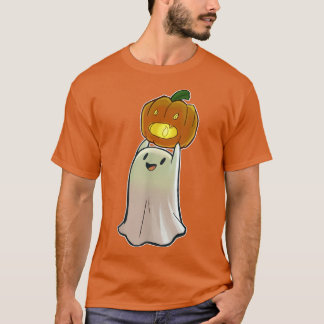 Cute Ghost Pumpkin Face Jack O'Lantern Happy Hallo T-Shirt