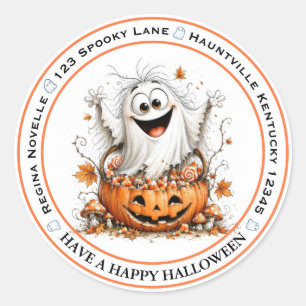 Cute Ghost & Pumpkin Halloween Address Labels