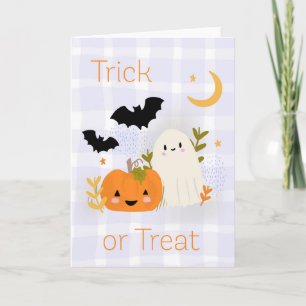 Cute Ghost & Pumpkin Halloween Fall Trick or Treat Card