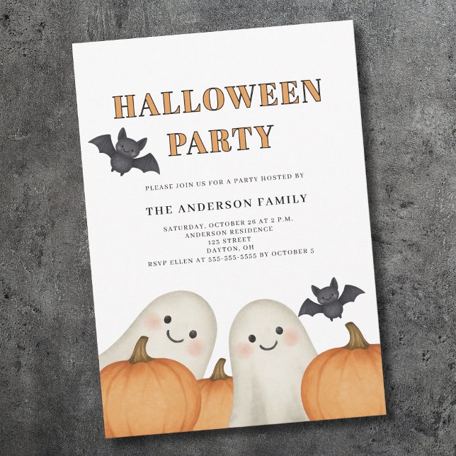 Cute Ghost Pumpkin Halloween Party  Invitation (Creator Uploaded)