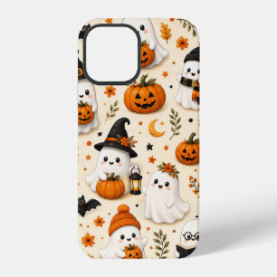 Cute Ghost & Pumpkin Halloween Pattern iPhone 12 Case