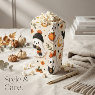 Cute Ghost & Pumpkin Halloween Pattern Popcorn Favour Box