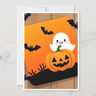 Cute Ghost Pumpkin Halloween Thank You Card