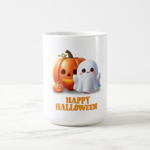 Cute Ghost & Pumpkin Happy Halloween Coffee Mug