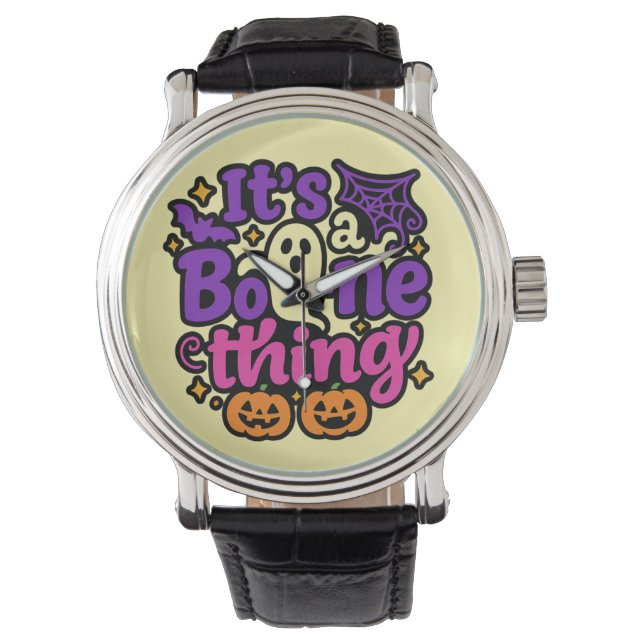 Cute Ghost & Pumpkin -Happy Halloween Watch (Front)