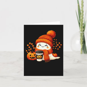 Cute Ghost Pumpkin Spice Cup Halloween Fall Drink  Card