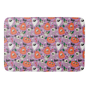 Cute Ghost Pumpkins and Skeletons  Bath Mat