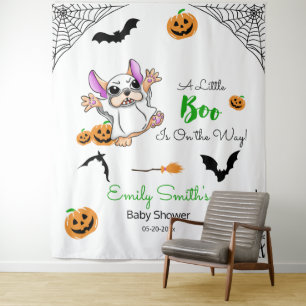 Cute ghost Pumpkins Halloween Baby Shower Backdrop Tapestry