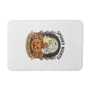 Cute Ghost Pumpkins Vintage Engraving Halloween Ar Bath Mat