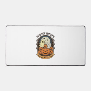 Cute Ghost Pumpkins Vintage Engraving Halloween Ar Desk Mat