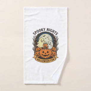 Cute Ghost Pumpkins Vintage Engraving Halloween Ar Hand Towel