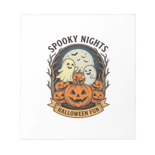Cute Ghost Pumpkins Vintage Engraving Halloween Ar Notepad