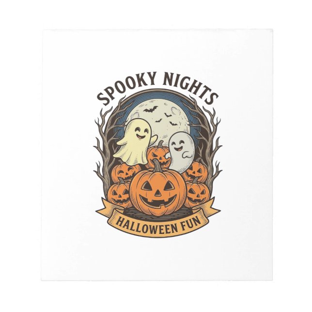 Cute Ghost Pumpkins Vintage Engraving Halloween Ar Notepad (Front)