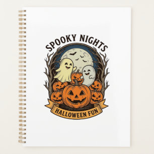 Cute Ghost Pumpkins Vintage Engraving Halloween Ar Planner