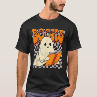 Cute Ghost Read Books Funny Librarian Teacher Hall T-Shirt